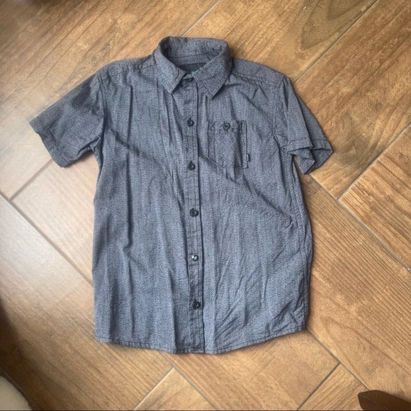 Amplify brand youth large size 7 short sleeve button up shirt black chambray - Picture 2 of 4